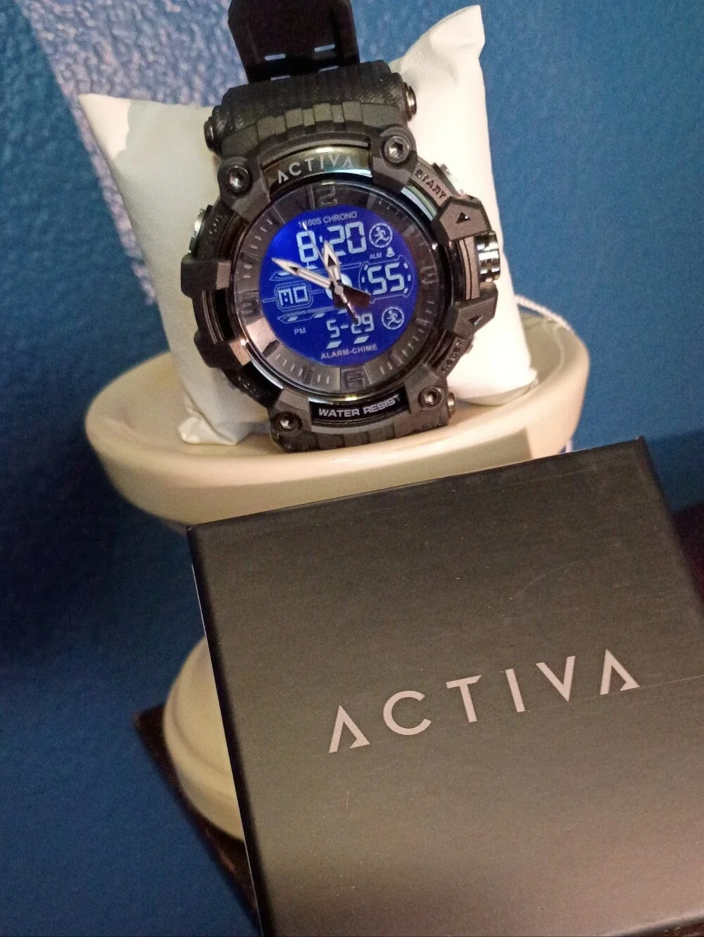 Brand New Activa By Invicta Black Watch with Blue Digital Dial